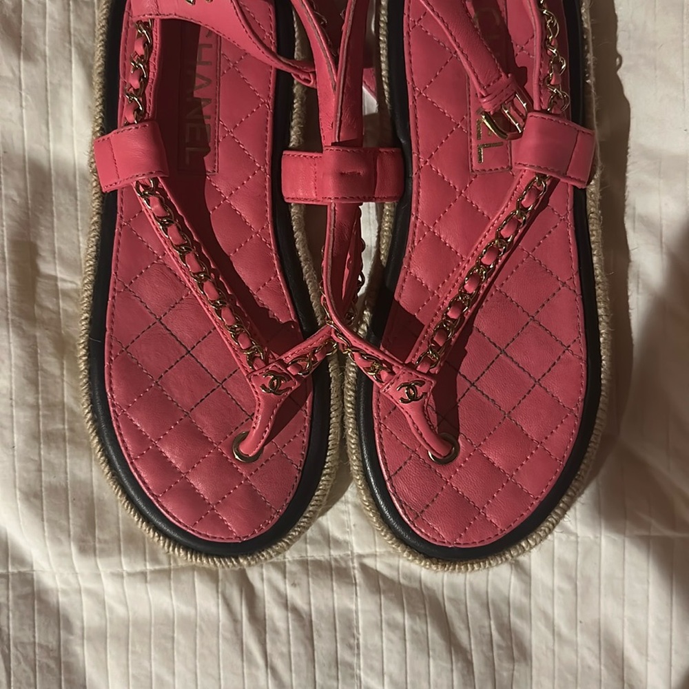 Chanel Pink Quilted Sandals